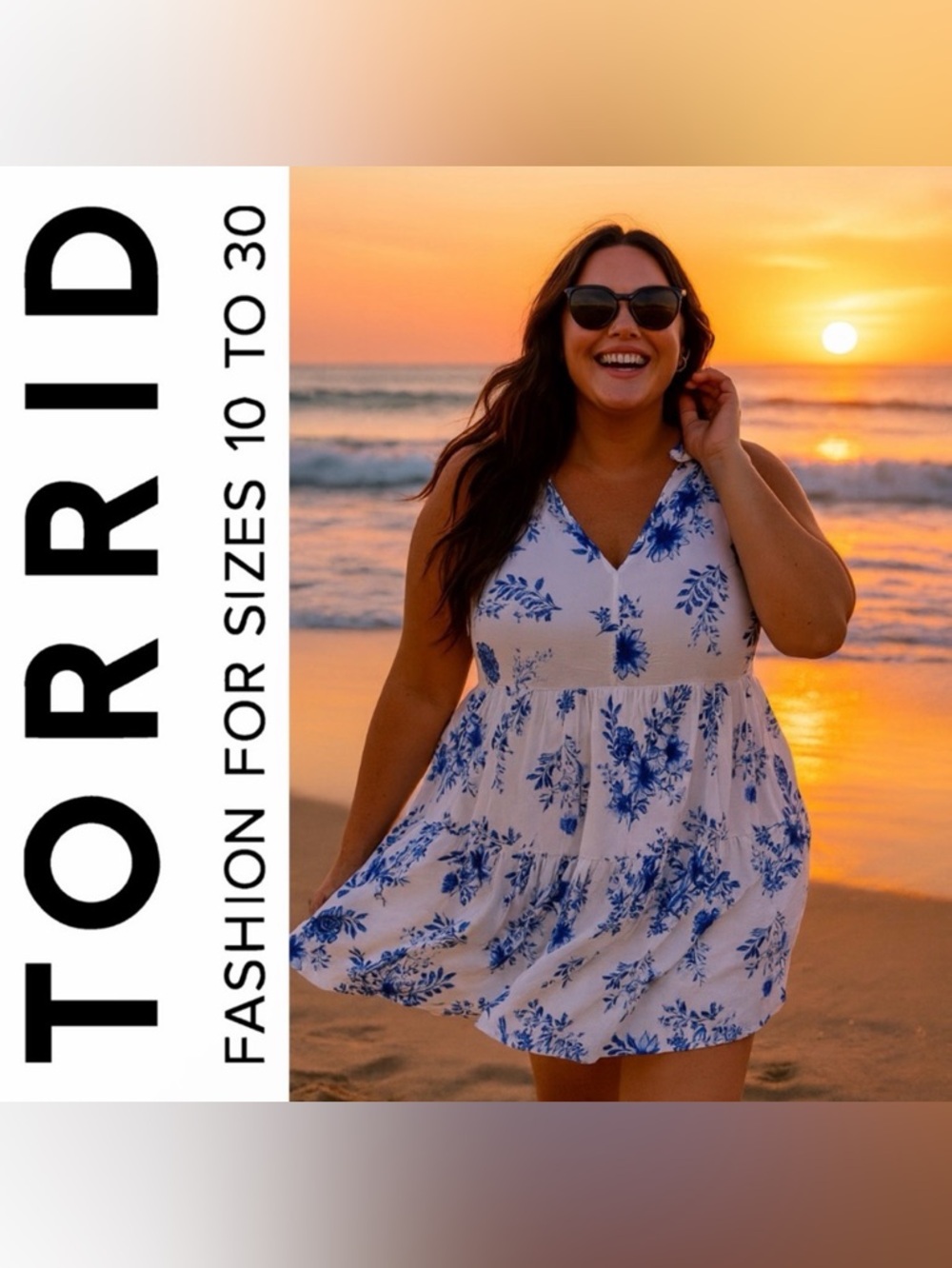 Torrid Belle Isle Tiered Blue Floral Mini Dress, Large, NWT!